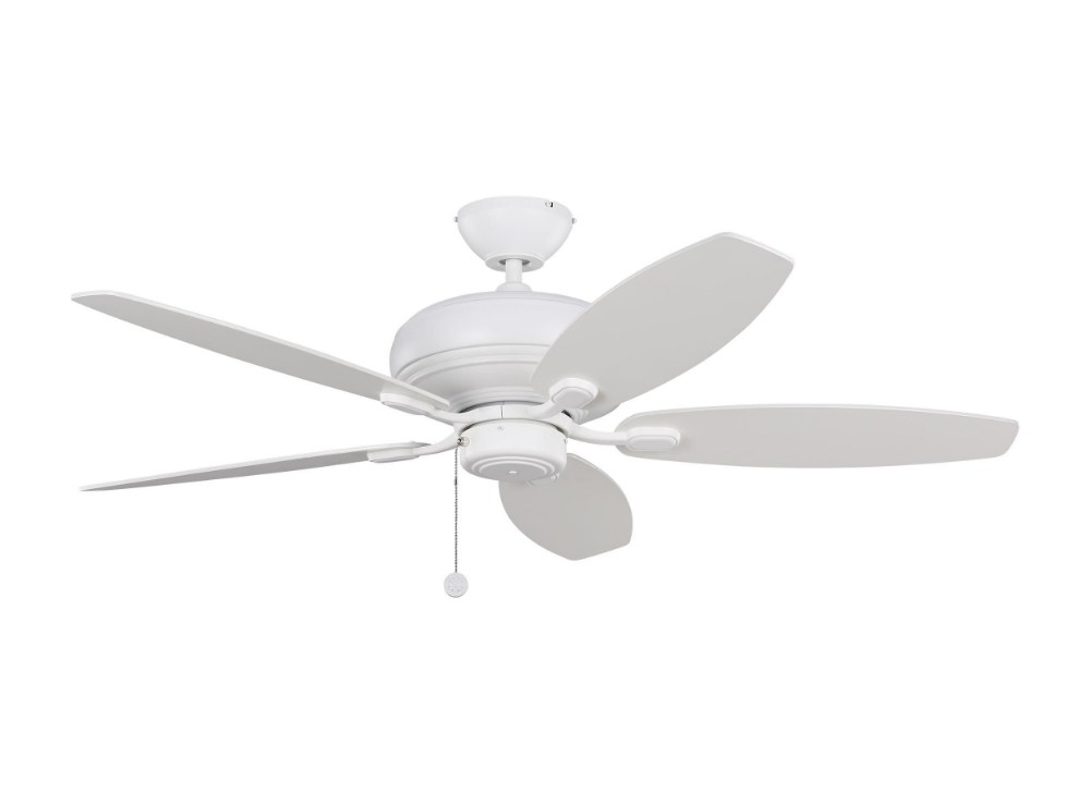 Monte Carlo Fans-5CQM52RZW-Centro Max - 5 Blade Ceiling Fan with Pull Chain Control in Transitional Style - 52 Inches Wide by 14.5 Inches High   Matte White Finish with Matte White Blade Finish