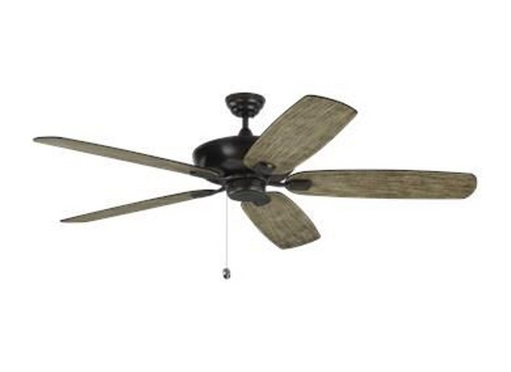 Monte Carlo Fans-5CSM60AGP-Colony Super Max - 5 Blade Ceiling Fan with Pull Chain Control in Transitional Style - 60 Inches Wide by 12.8 Inches High   Aged Pewter Finish with Light Grey Weathered Oak 