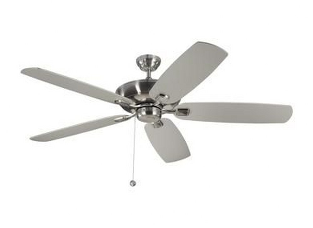 Monte Carlo Fans-5CSM60BS-Colony Super Max - 5 Blade Ceiling Fan with Pull Chain Control in Transitional Style - 60 Inches Wide by 7.97 Inches High   Brushed Steel Finish with Silver/American Walnut B