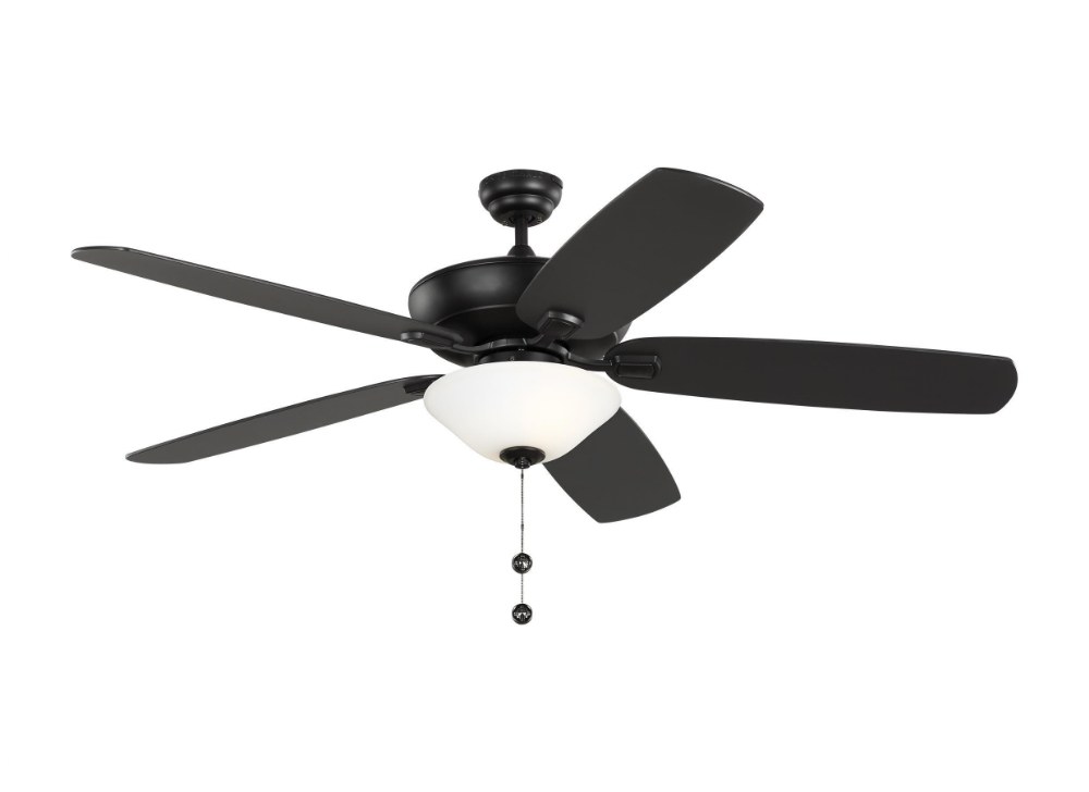 Monte Carlo Fans-5CSM60MBKD-V1-Colony Super Max - 5 Blade Ceiling Fan with Pull Chain Control and Includes Light Kit in  Style - 60 Inches Wide by 18.5 Inches High Midnight Black/Matte White Glass  Ag