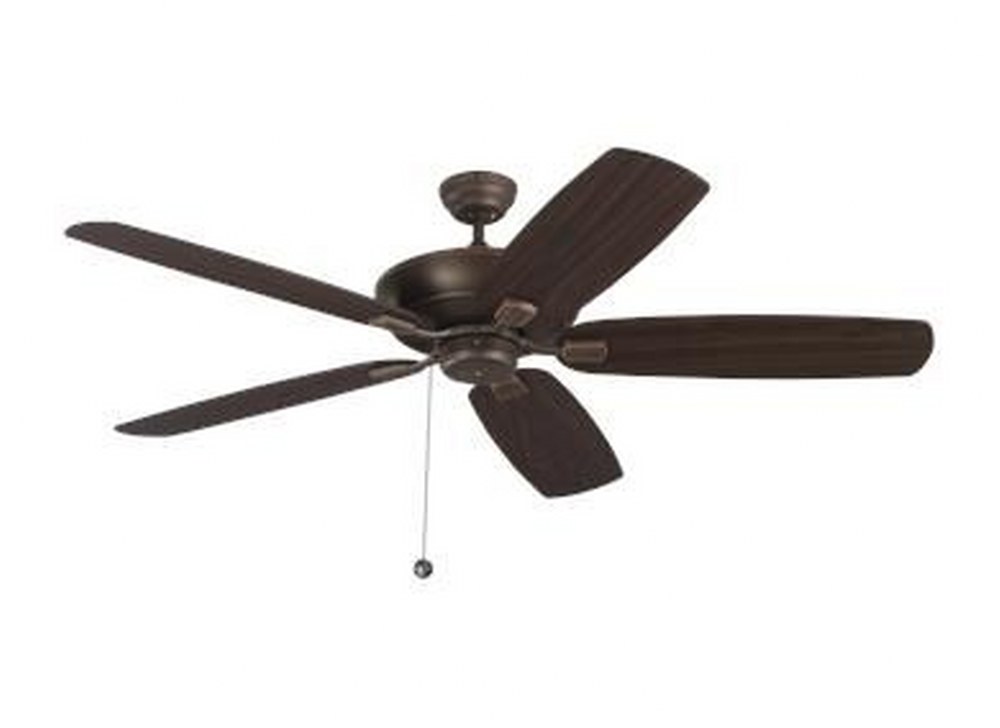 Monte Carlo Fans-5CSM60RB-Colony Super Max - 5 Blade Ceiling Fan with Pull Chain Control in Transitional Style - 60 Inches Wide by 7.97 Inches High   Roman Bronze Finish with Bronze/American Walnut Bl