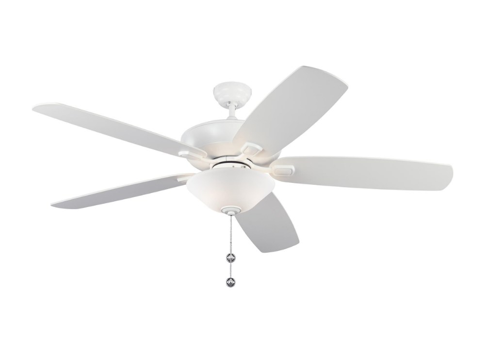 Monte Carlo Fans-5CSM60RZWD-V1-Colony Super Max - 5 Blade Ceiling Fan with Pull Chain Control and Includes Light Kit in  Style - 60 Inches Wide by 18.5 Inches High Matte White  Aged Pewter Finish with