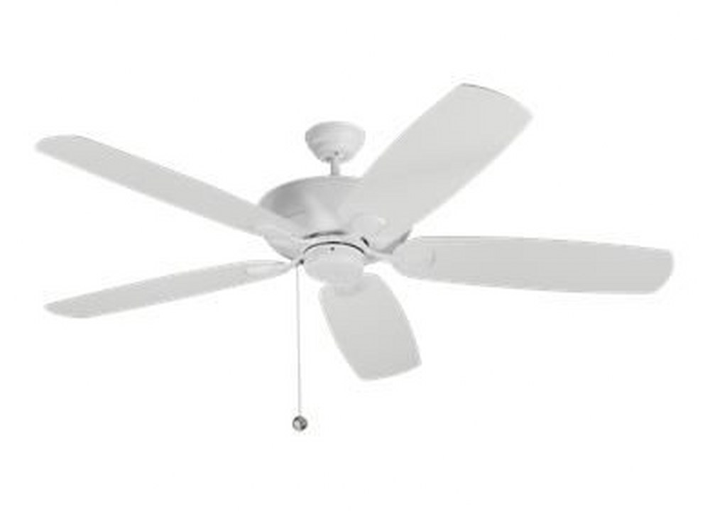Monte Carlo Fans-5CSM60RZW-Colony Super Max - 5 Blade Ceiling Fan with Pull Chain Control in Transitional Style - 60 Inches Wide by 7.97 Inches High   Rubberized White Finish with Rubberized White Bla