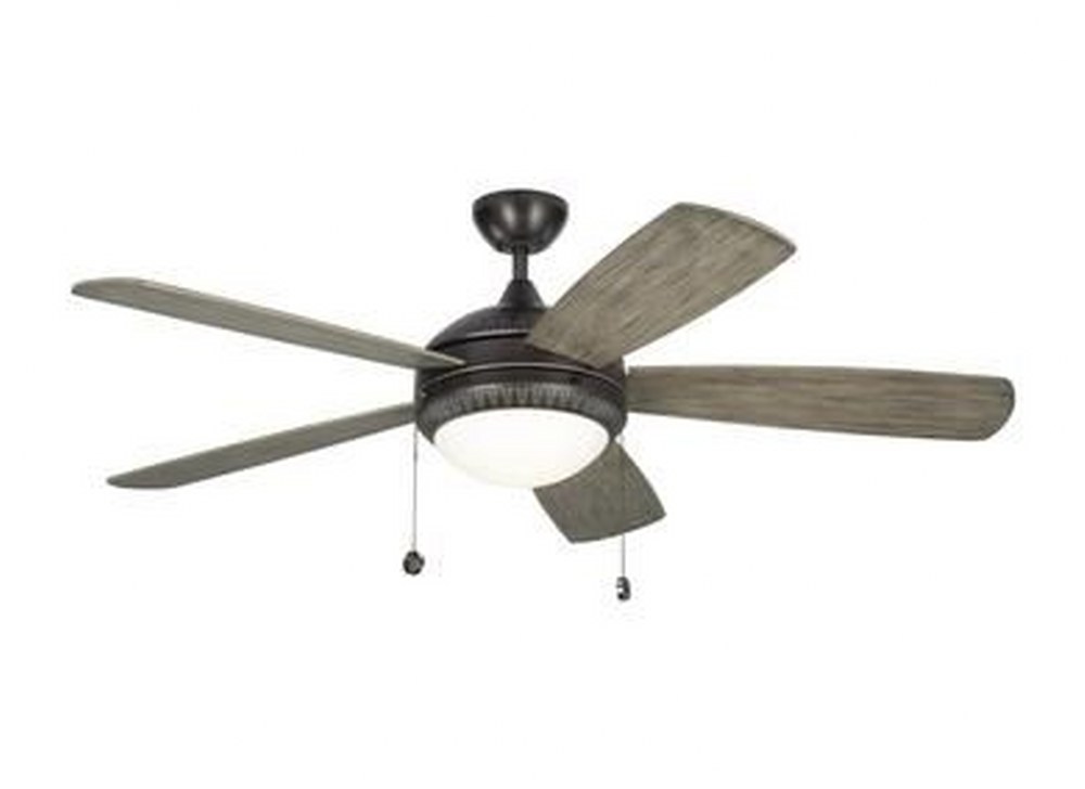 Monte Carlo Fans-5DIO52AGPD-Discus Ornate - 5 Blade Ceiling Fan with Pull Chain Control and Includes Light Kit in Traditional Style - 52 Inches Wide by 15.6 Inches High   Aged Pewter Finish with Light