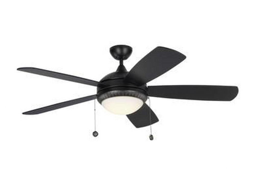 Monte Carlo Fans-5DIO52BKD-Discus Ornate - 5 Blade Ceiling Fan with Pull Chain Control and Includes Light Kit in Traditional Style - 52 Inches Wide by 15.6 Inches High   Matte Black Finish with Black 