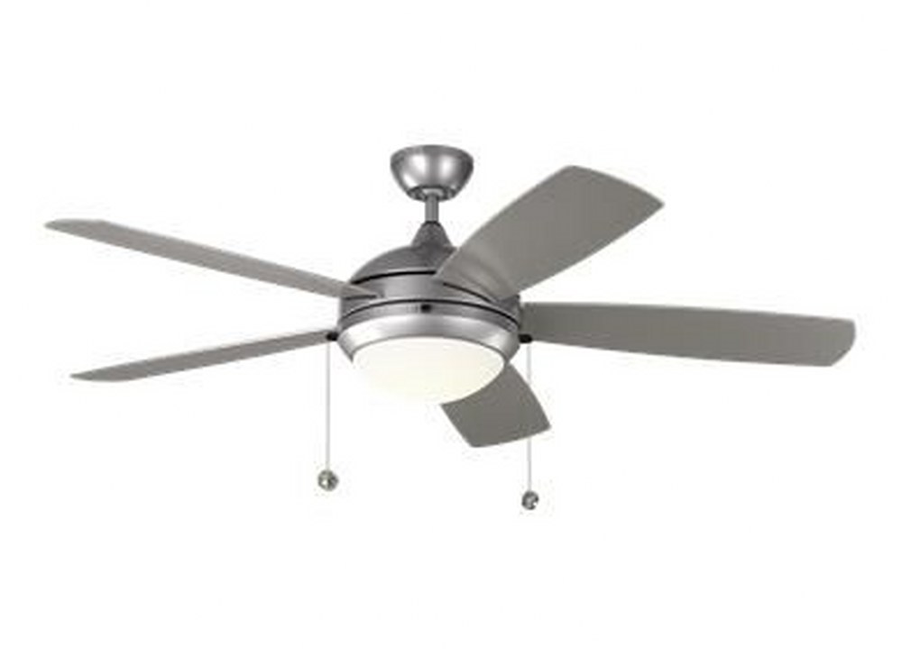 Monte Carlo Fans-5DIW52PBSD-Discus Outdoor - 5 Blade Ceiling Fan with Light Kit in Modern Style - 52 Inches Wide by 15.4 Inches High   Painted Brushed Steel Finish with Painted Brushed Steel Blade Fin