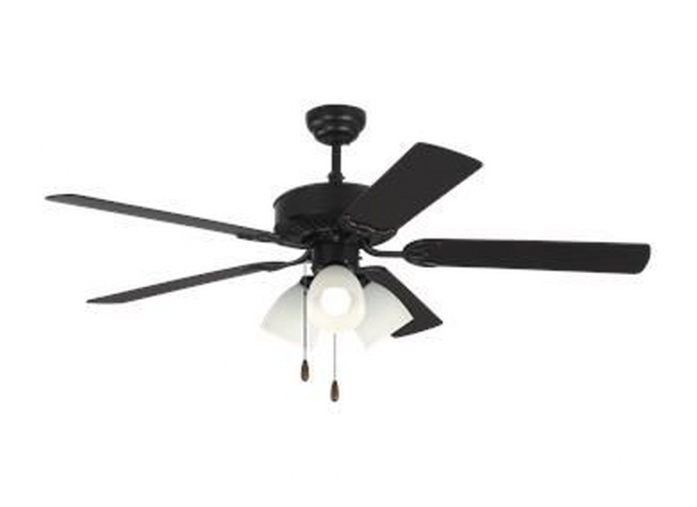 Monte Carlo Fans-5HV52BKF-Haven - 5 Blade Ceiling Fan with Pull Chain Control and Includes Light Kit in  Style - 52 Inches Wide by 19.9 Inches High Matte Black  Matte Black Finish with Black Blade Fin