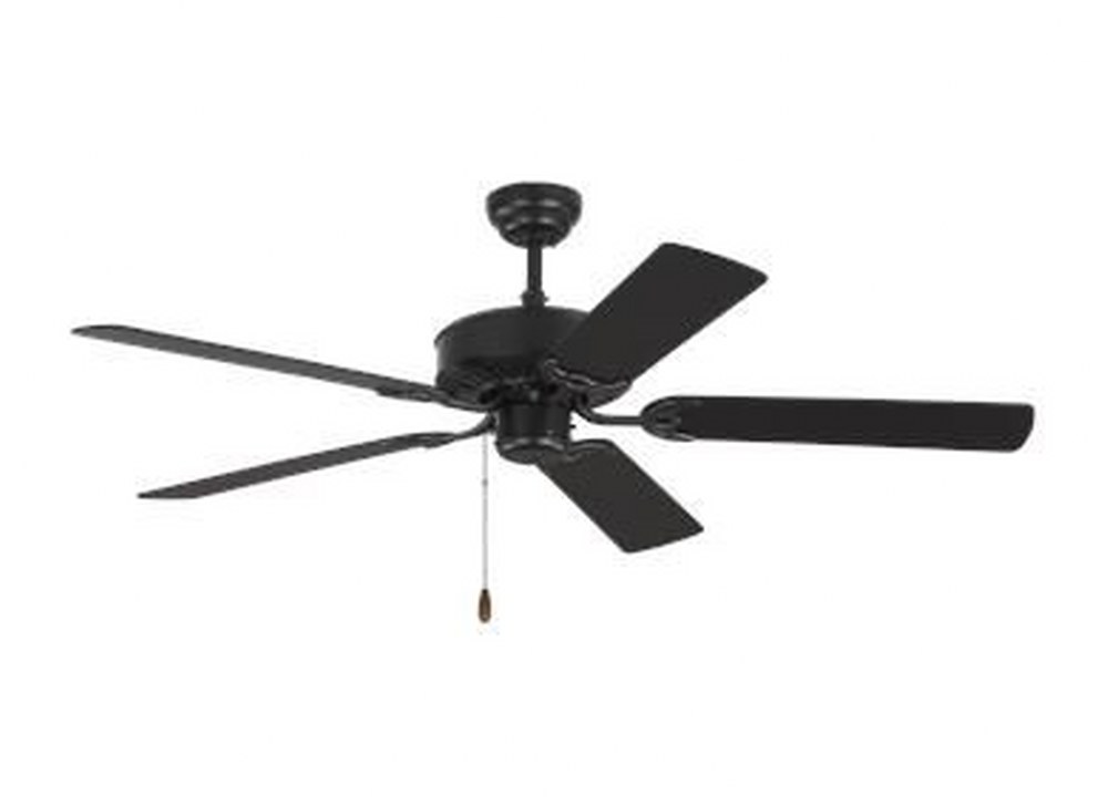 Monte Carlo Fans-5HV52BK-Haven - 5 Blade Ceiling Fan with Pull Chain Control in  Style - 52 Inches Wide by 13.9 Inches High Matte Black  Matte Black Finish with Black Blade Finish