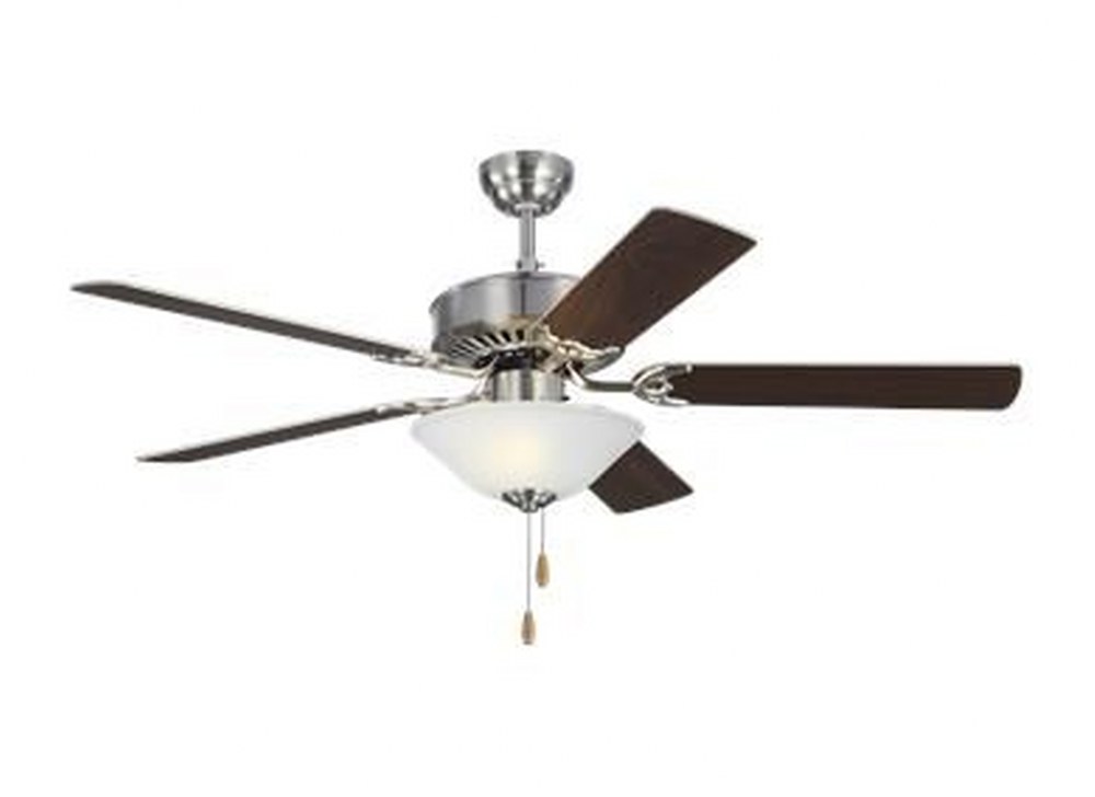 Monte Carlo Fans-5HV52BSD-Haven - 5 Blade Ceiling Fan with Pull Chain Control and Includes Light Kit in  Style - 52 Inches Wide by 18.3 Inches High Brushed Steel  Matte Black Finish with Black Blade F