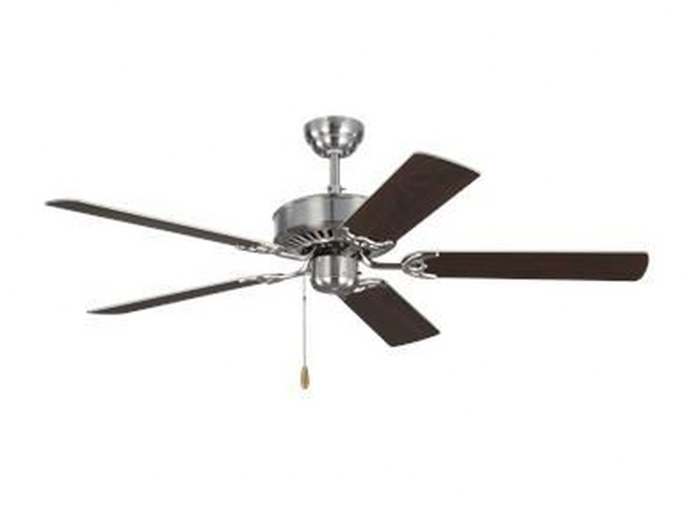 Monte Carlo Fans-5HV52BS-Haven - 5 Blade Ceiling Fan with Pull Chain Control in  Style - 52 Inches Wide by 13.9 Inches High Brushed Steel  Matte Black Finish with Black Blade Finish