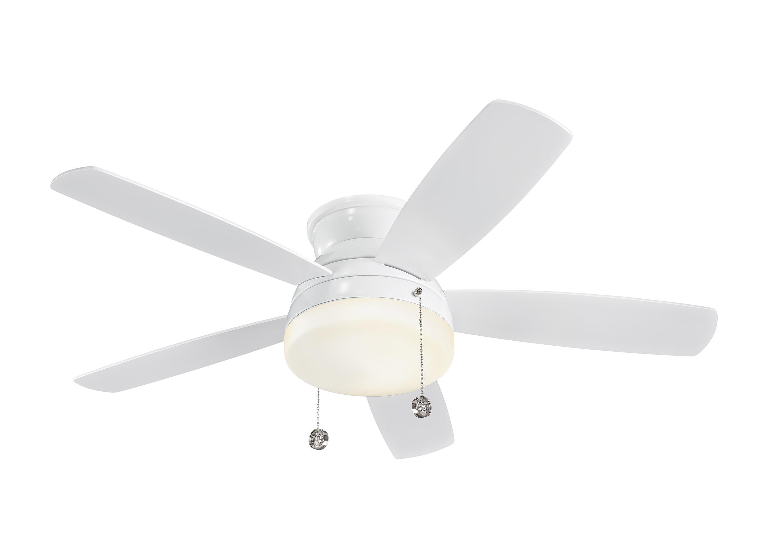 Monte Carlo Fans-5TV52WHD-V1-Traverse - 5 Blade Ceiling Fan with Pull Chain Control and Includes Light Kit - 52 Inches Wide by 12 Inches High White  Aged Pewter Finish with Light Grey Weathered Oak Bl