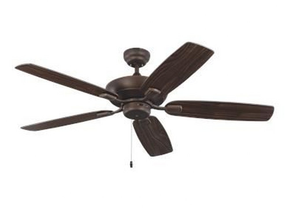 Monte Carlo Fans-5COM52RB-Colony Max - 5 Blade Ceiling Fan with Pull Chain Control in Transitional Style - 52 Inches Wide by 12.81 Inches High   Roman Bronze Finish with Bronze/American Walnut Blade F