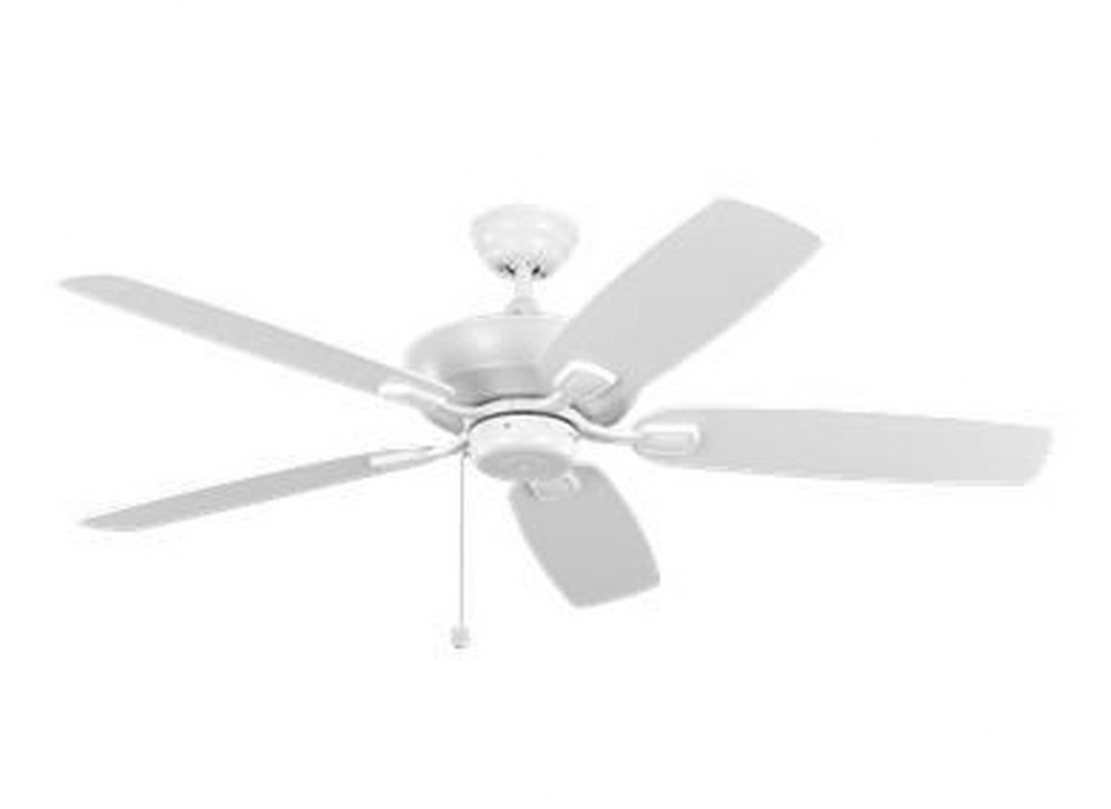 Monte Carlo Fans-5COM52RZW-Colony Max - 5 Blade Ceiling Fan with Pull Chain Control in Transitional Style - 52 Inches Wide by 12.81 Inches High   White Finish with Matte White Blade Finish