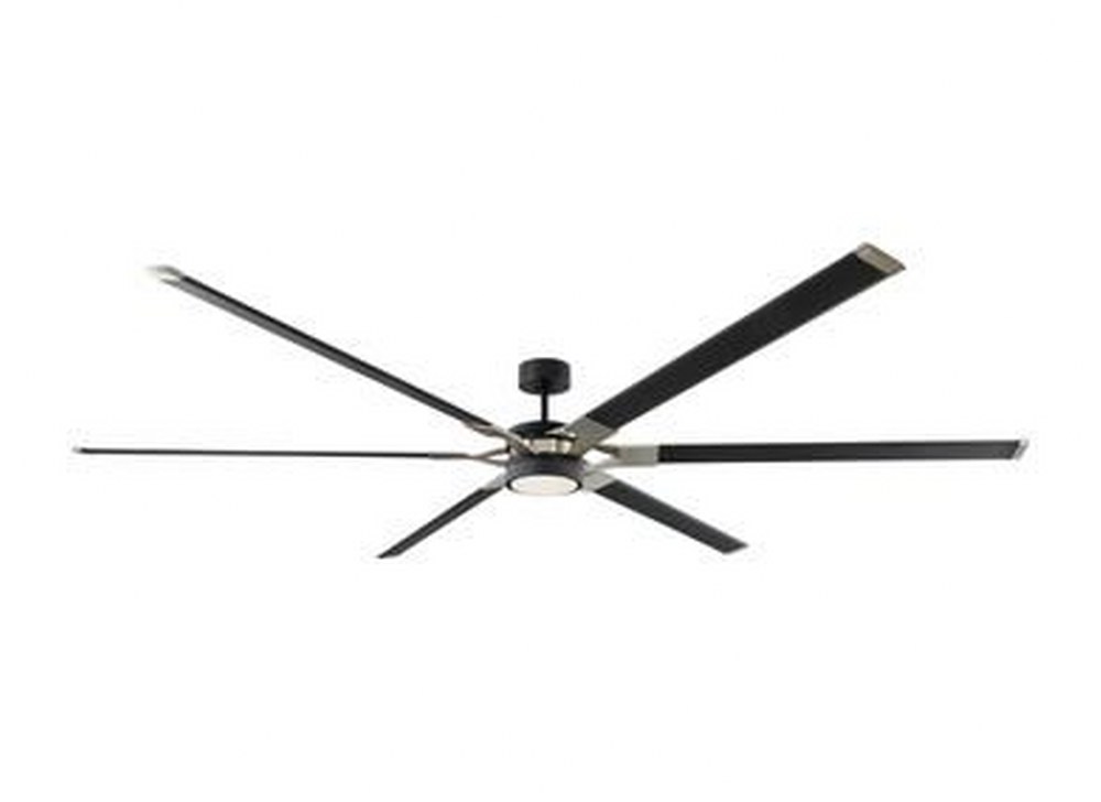 Monte Carlo Fans-6LFR96MBKD-Loft - 6 Blade Ceiling Fan with Handheld Control and Includes Light Kit in Style - 96 Inches Wide by 13 Inches High Midnight Black  Midnight Black Finish with Midnight Blac