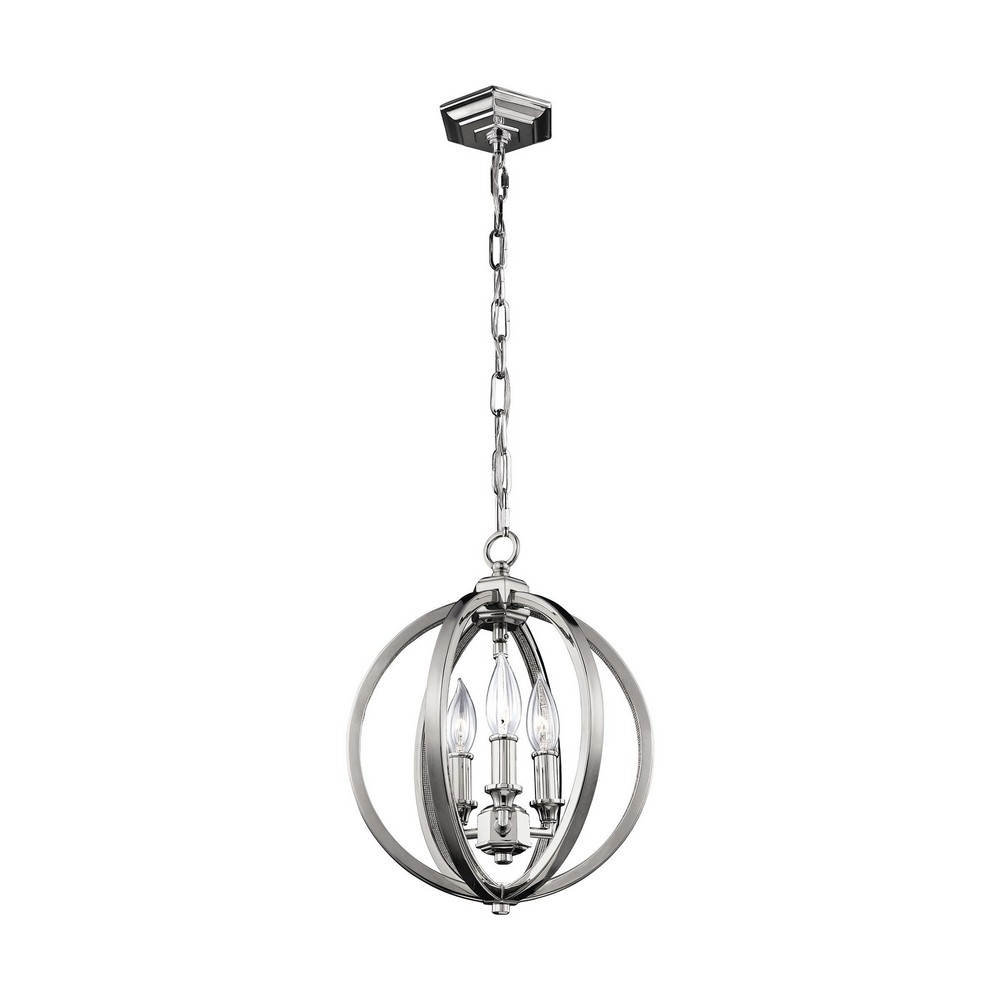 Feiss-F3059/3PN-Corinne - Mini-Pendant 3 Light in Transitional Style - 11.25 Inches Wide by 14 Inches High   Polished Nickel Finish