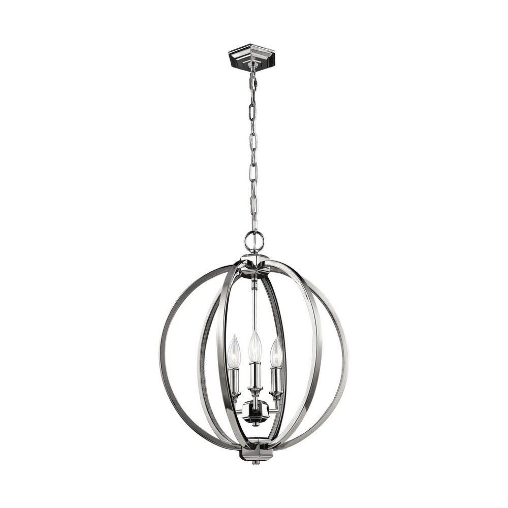 Feiss-F3060/3PN-Corinne - Mini-Pendant 3 Light in Transitional Style - 17 Inches Wide by 20.75 Inches High   Polished Nickel Finish
