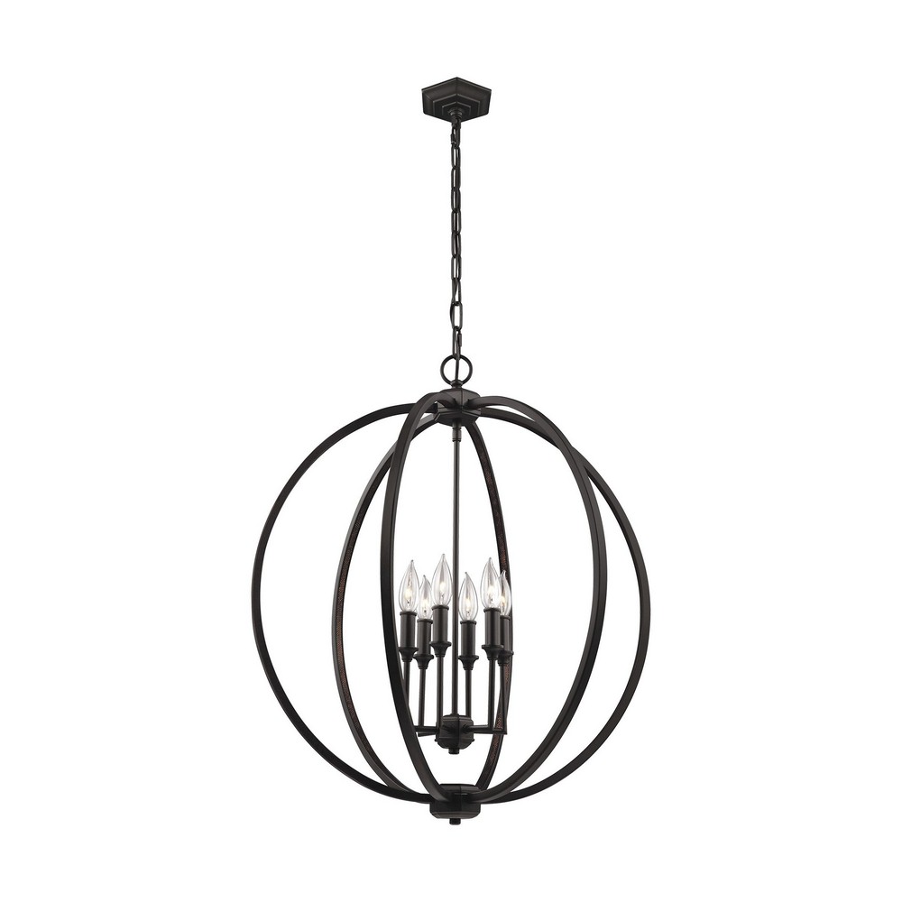 Feiss-F3061/6ORB-Corinne - Pendant 6 Light in Transitional Style - 24.5 Inches Wide by 27.88 Inches High   Oil Rubbed Bronze Finish