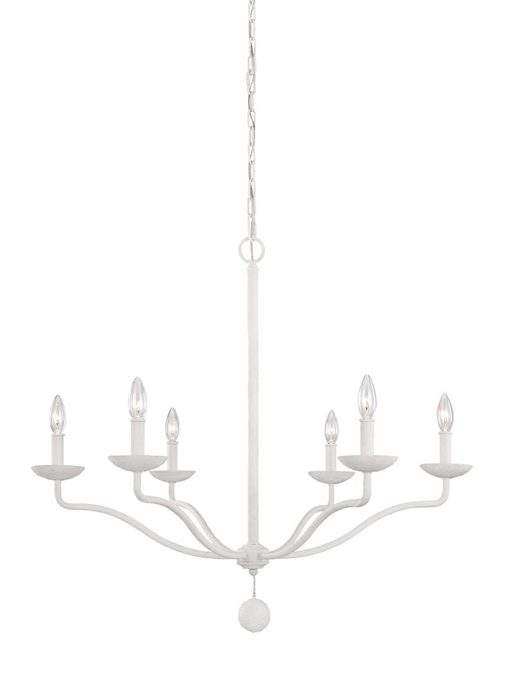 Feiss-F3130/6PSW-Annie - Chandelier 6 Light Steel in Traditional Style - 32.5 Inches Wide by 30 Inches High   Plaster White Finish