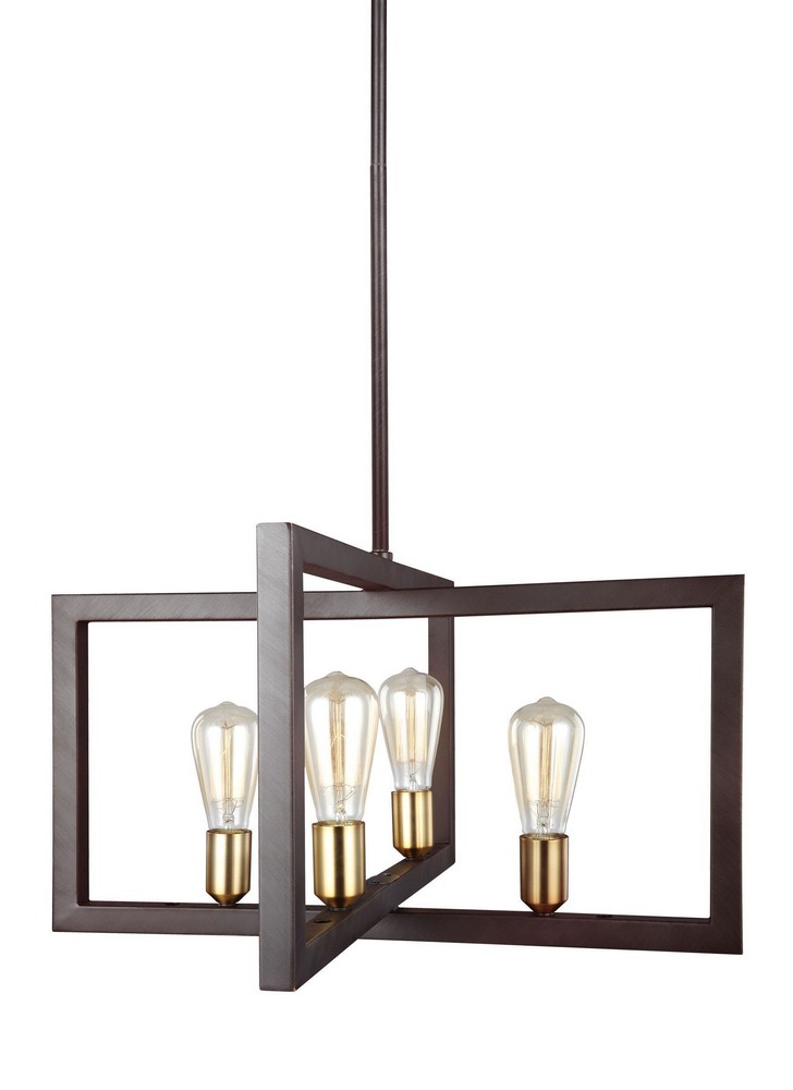 Feiss-F3145/4NWB-Finnegan - Chandelier 4 Light Steel in Transitional Style - 23.5 Inches Wide by 13.5 Inches High   New World Bronze Finish