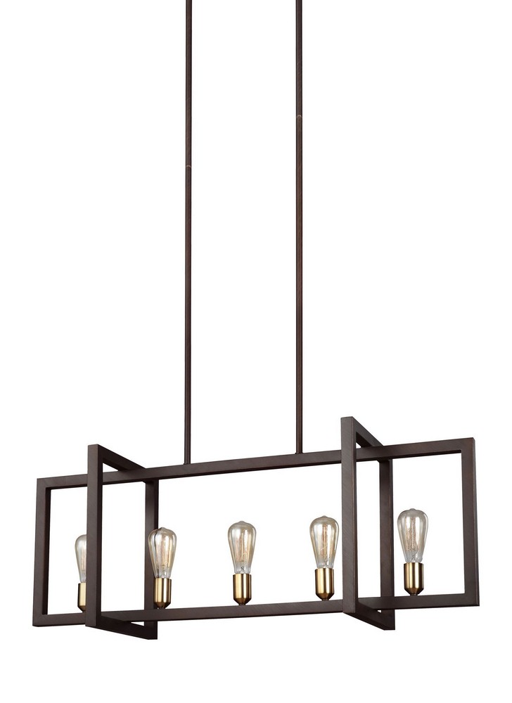 Feiss-F3147/5NWB-Finnegan - Five Light Island in Transitional Style - 12 Inches Wide by 13.75 Inches High   New World Bronze Finish