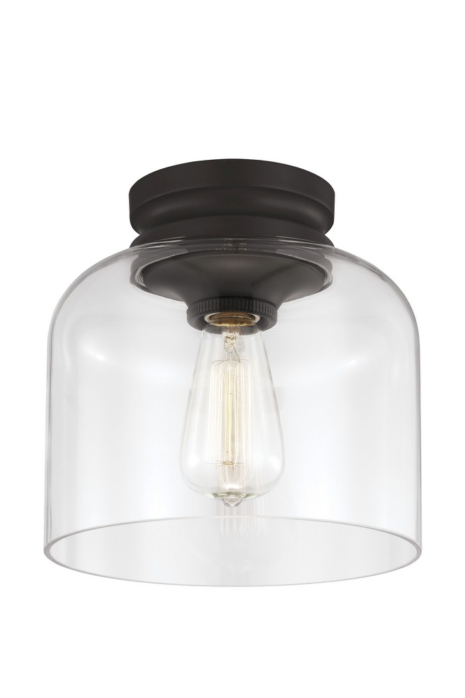 Feiss-FM404ORB-Hounslow - One Light Flush Mount in Period Inspired Style - 9 Inches Wide by 8.88 Inches High   Oil Rubbed Bronze Finish with Clear Glass