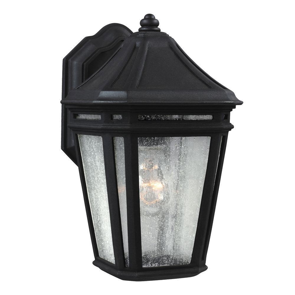 Feiss-OL11300BK-Londontowne - One Light Outdoor Wall Sconce 75 Watt A19 Medium Base  Black Finish with Clear Seeded Glass