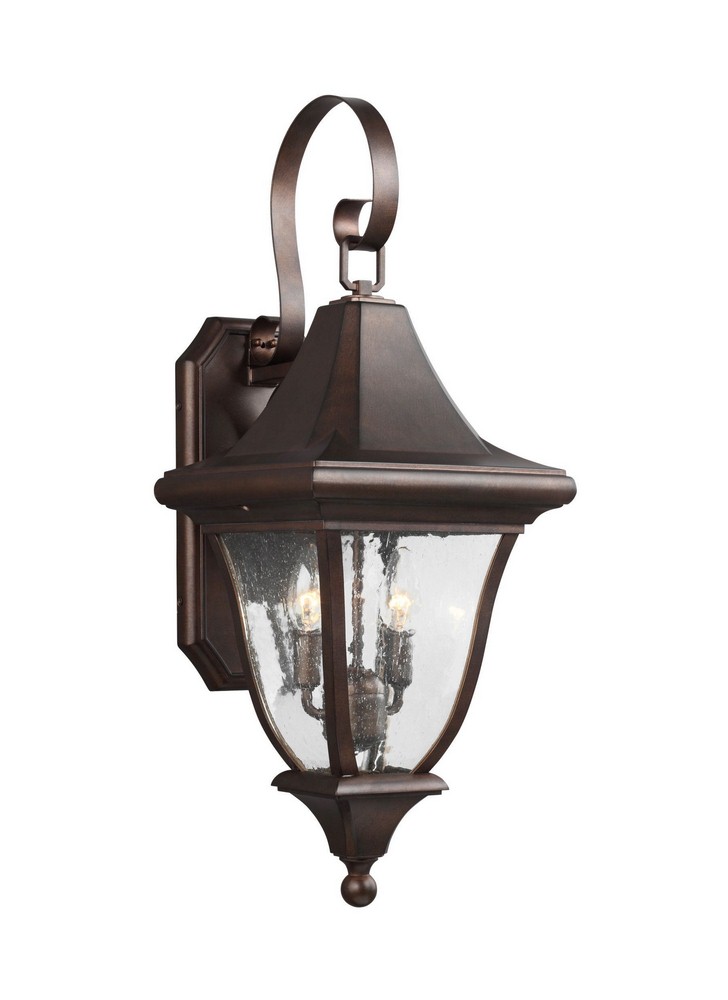 Feiss-OL13101PTBZ-Oakmont - Outdoor Wall Lantern Traditional Cast Aluminum Approved for Wet Locations in Traditional Style - 10 Inches Wide by 26.5 Inches High   Patina Bronze Finish with Clear Seeded