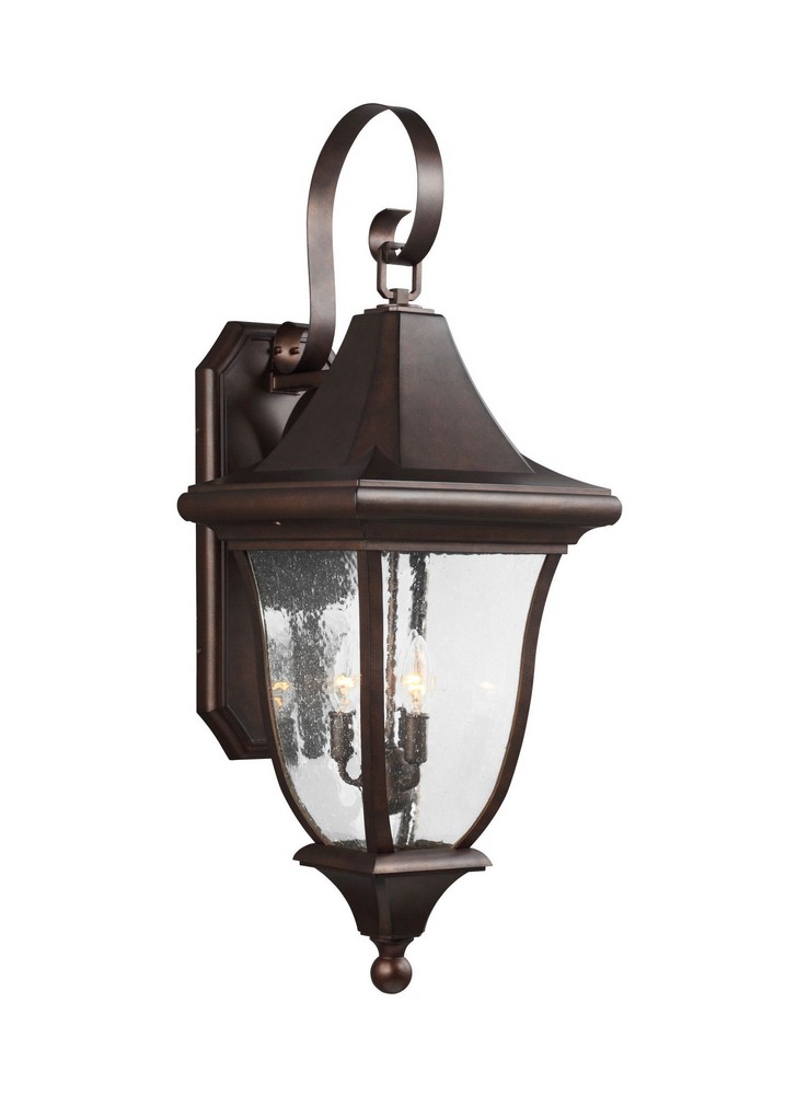 Feiss-OL13102PTBZ-Oakmont - Outdoor Wall Lantern Traditional Cast Aluminum Approved for Wet Locations in Traditional Style - 12 Inches Wide by 33.88 Inches High   Patina Bronze Finish with Clear Seede