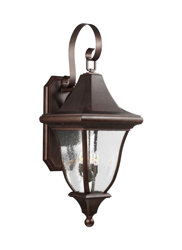 Feiss-OL13103PTBZ-Oakmont - Outdoor Wall Lantern Traditional Cast Aluminum Approved for Wet Locations in Traditional Style - 16 Inches Wide by 43.63 Inches High   Patina Bronze Finish with Clear Seede