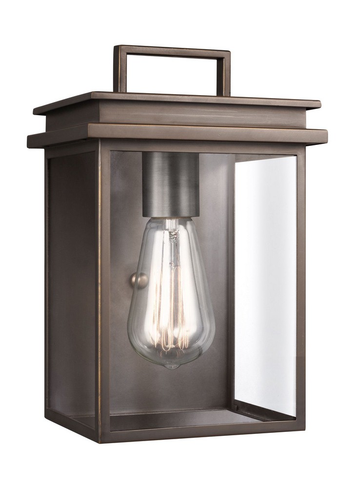 Feiss-OL13600ANBZ-Glenview - Outdoor Wall Lantern Traditional Cast Aluminum Approved for Wet Locations in Traditional Style - 6.5 Inches Wide by 10 Inches High   Antique Bronze Finish with Clear Glass