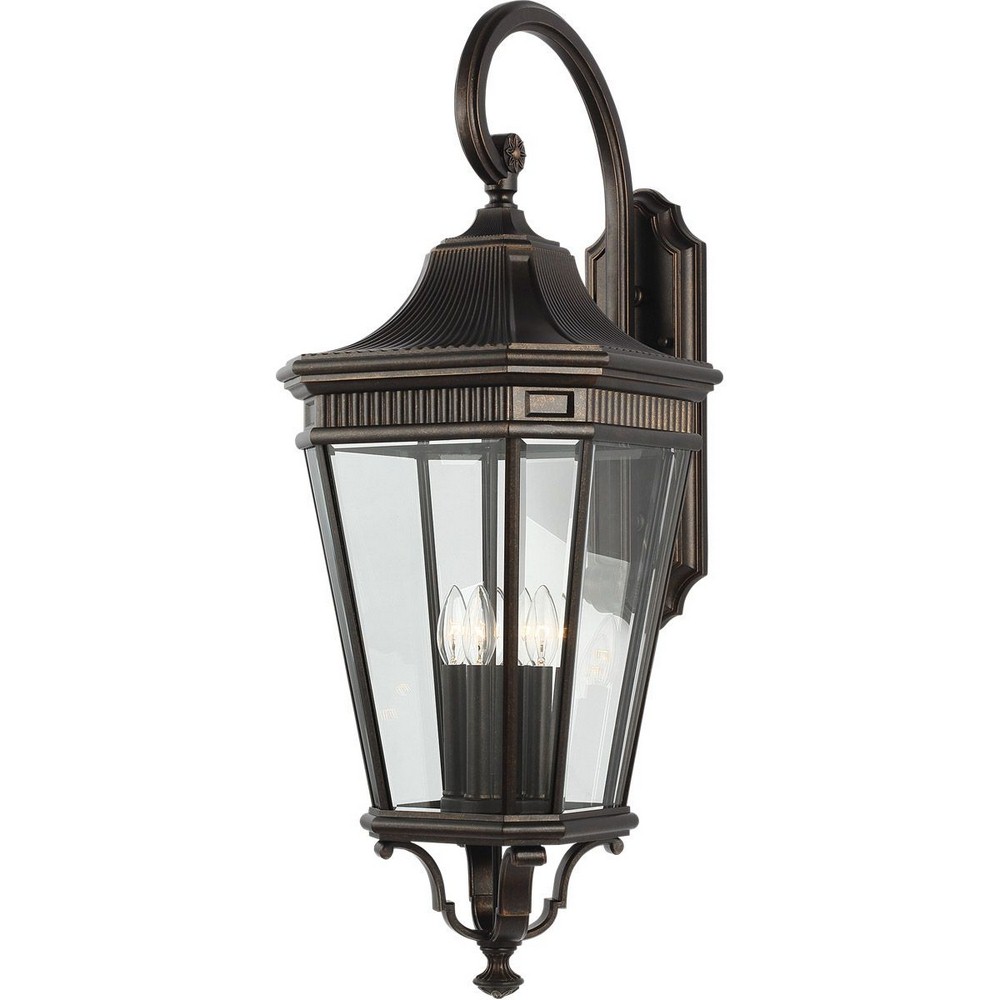 Feiss-OL5405GBZ-Cotswold Lane - Outdoor Wall Lantern Aluminum Approved for Wet Locations in Traditional Style - 13.63 Inches Wide by 36.25 Inches High   Grecian Bronze Finish with Clear Beveled Glass