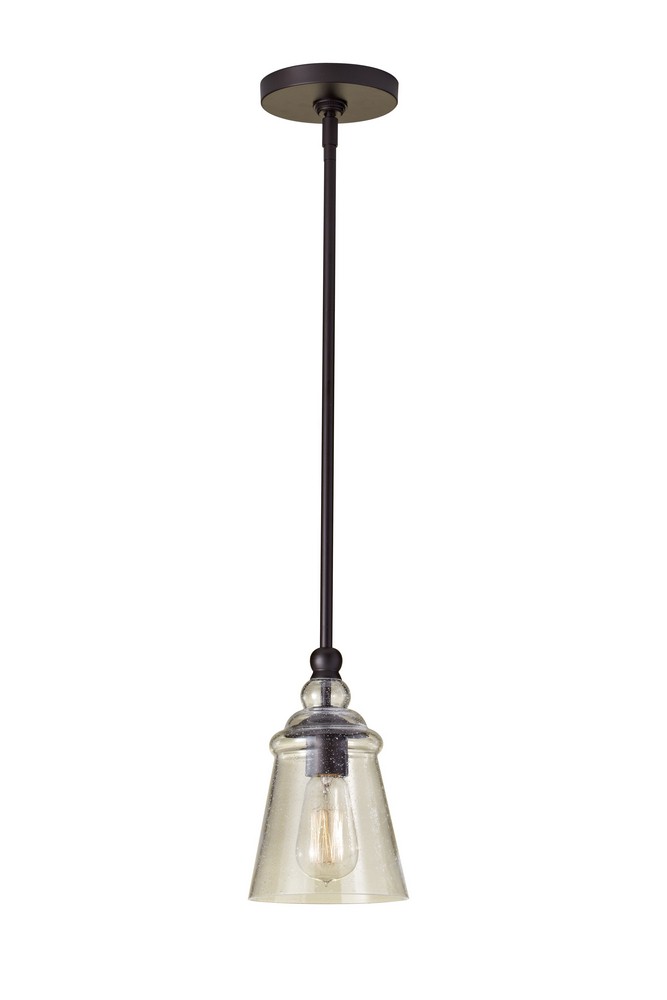 Feiss-P1261ORB-Urban Renewal - Mini-Pendant 1 Light in Period Inspired Style - 5.75 Inches Wide by 10 Inches High   Oil Rubbed Bronze Finish with Clear Seeded Glass