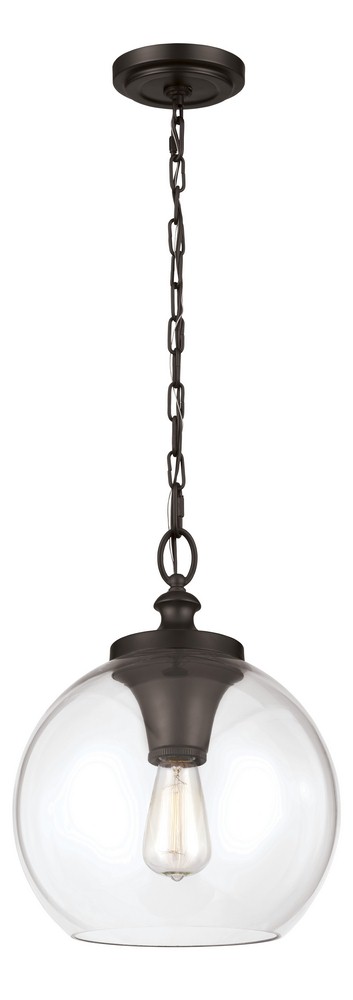 Feiss-P1307ORB-Tabby - Pendant 1 Light in Period Inspired Style - 12 Inches Wide by 15.88 Inches High   Oil Rubbed Bronze Finish with Clear Glass