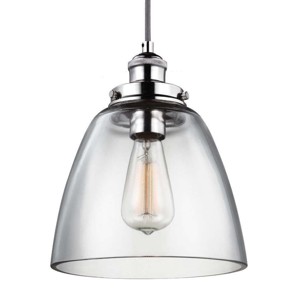 Feiss-P1349PN-Baskin Mini-Pendant 1 Light   Polished Nickel Finish with Clear Glass