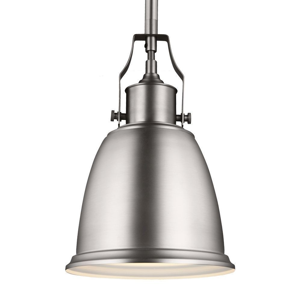Feiss-P1357SN-Hobson - Pendant 1 Light in Transitional Style - 7.5 Inches Wide by 11.75 Inches High   Satin Nickel Finish with Satin Nickel Glass