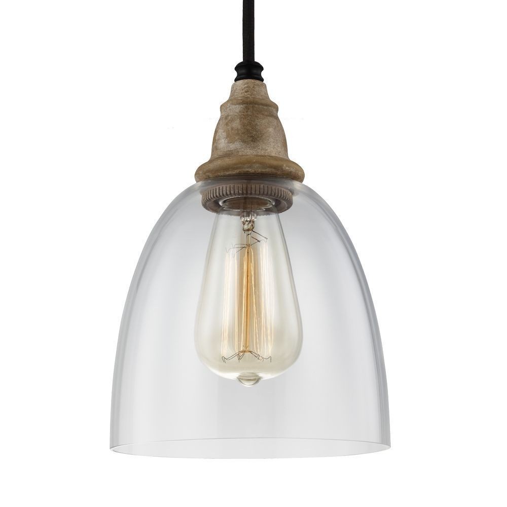 Feiss-P1394DFW/DWZ-Matrimonio - Pendant 1 Light in Traditional Style - 6.38 Inches Wide by 9.13 Inches High   Driftwood/Dark Weathered Zinc Finish with Clear Glass