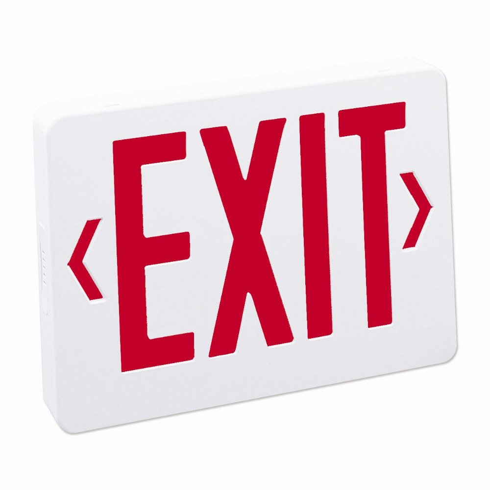 Nora Lighting-NX-504-LED/BR-11.75 Inch 2W 1 LED Emergency Exit Sign with 2-Circuit Housing   Black/Red Finish