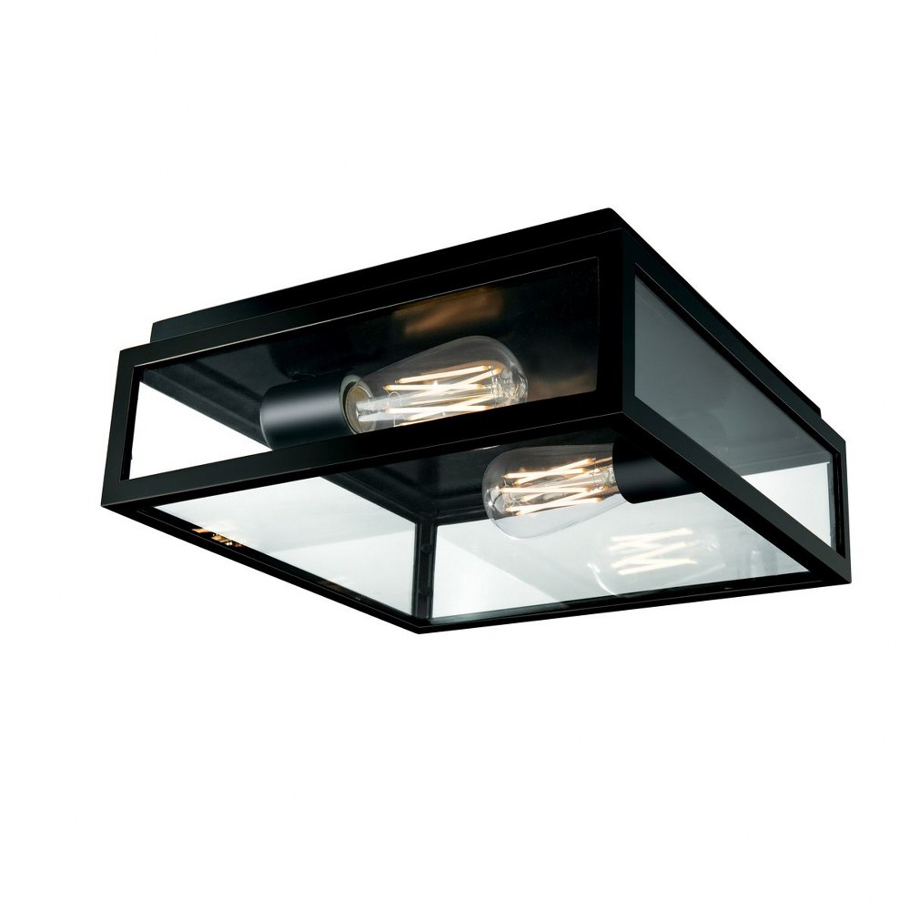 Norwell Lighting-1184-MB-CL-Capture - 2 Light Outdoor Flush Mount In Contemporary Style-4.5 Inches Tall and 12 Inches Wide   Matte Black Finish with Clear Glass