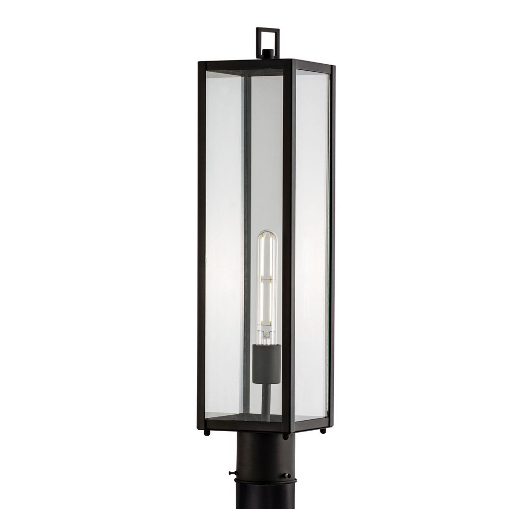 Norwell Lighting-1188-MB-CL-Capture - 1 Light Outdoor Post Lantern In Contemporary Style-24.5 Inches Tall and 5.75 Inches Wide   Matte Black Finish with Clear Glass