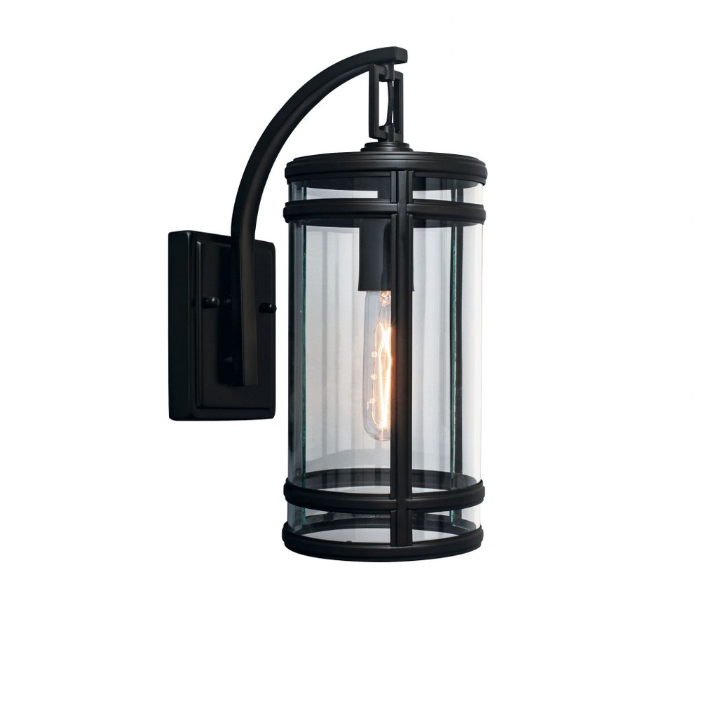 Norwell Lighting-1190-ADB-CL-New Yorker - 1 Light Outdoor Wall Mount In Traditional and Classic Style-14 Inches Tall and 5.75 Inches Wide   Acid Dipped Black Finish with Clear Glass