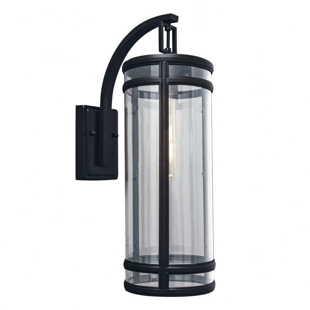 Norwell Lighting-1191-ADB-CL-New Yorker - 21 Inch One Light Outdoor Wall Mount   Acid Dipped Black Finish with Clear Glass