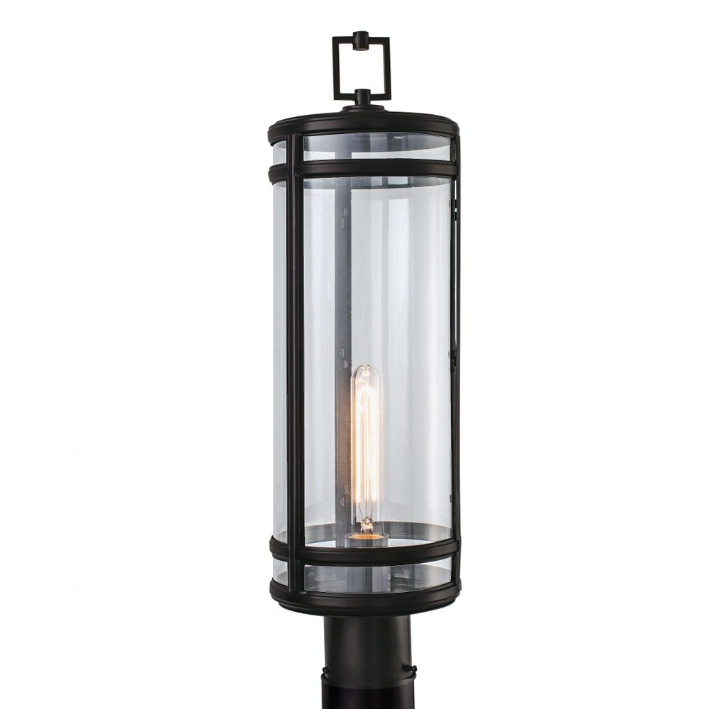 Norwell Lighting-1192-ADB-CL-New Yorker - One Light Outdoor Post Mount   Acid Dipped Black Finish with Clear Glass