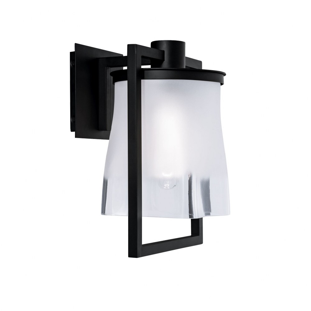 Norwell Lighting-1195-MB-FR-Drape - One Light Outdoor Wall Mount   Matte Black Finish with Frosted Glass