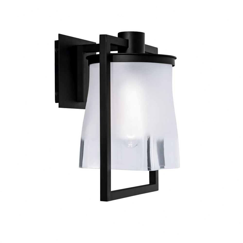 Norwell Lighting-1195-MB-FR-Drape - 1 Light Outdoor Wall Mount In Contemporary Style-9.5 Inches Tall and 9 Inches Wide   Matte Black Finish with Frosted Glass