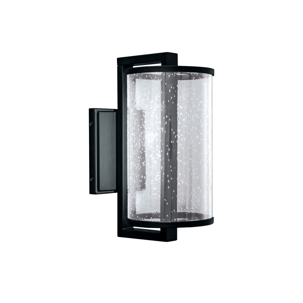 Norwell Lighting-1230-MB-SE-Candela - 13 Inch 10.8W 1 LED Outdoor Wall Mount   Matte Black Finish with Seedy Glass