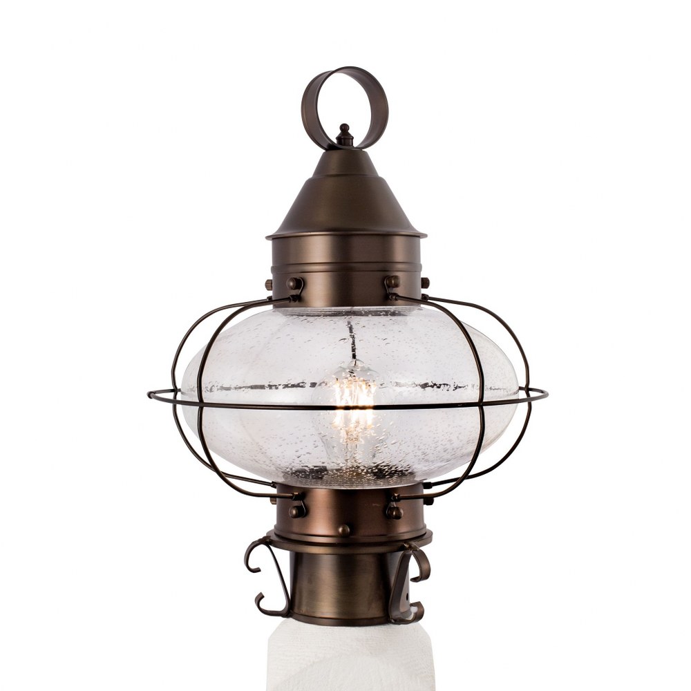 Norwell Lighting-1321-BR-SE-Cottage Onion - 1 Light Medium Outdoor Post Lantern In Traditional and Classic Style-14.625 Inches Tall and 10.625 Inches Wide Bronze Seedy Black Finish