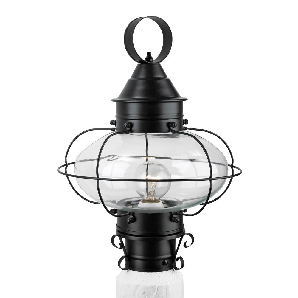 Norwell Lighting-1321-BL-CL-Cottage Onion - 1 Light Medium Outdoor Post Lantern In Traditional and Classic Style-14.625 Inches Tall and 10.625 Inches Wide Black Clear Black Finish