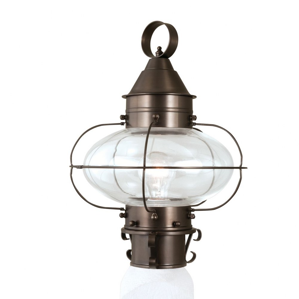 Norwell Lighting-1321-BR-CL-Cottage Onion - 1 Light Medium Outdoor Post Lantern In Traditional and Classic Style-14.625 Inches Tall and 10.625 Inches Wide Bronze Clear Black Finish