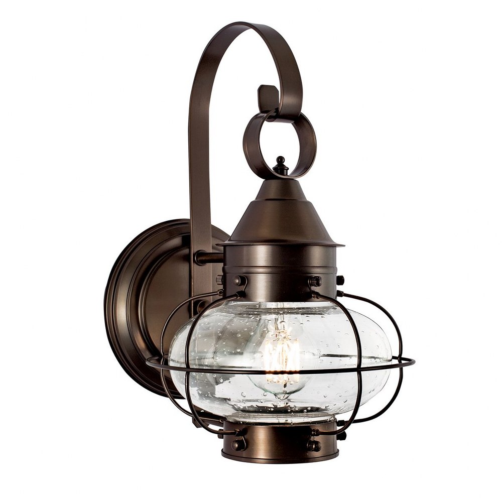 Norwell Lighting-1323-BR-SE-Cottage Onion - 1 Light Small Outdoor Wall Mount In Traditional and Classic Style-13.75 Inches Tall and 8.25 Inches Wide Bronze Seedy Black Finish