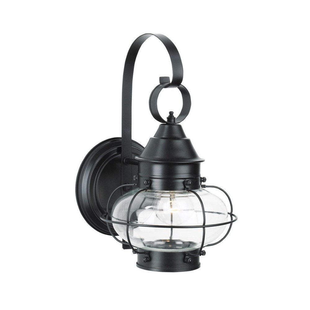 Norwell Lighting-1323-BL-CL-Cottage Onion - 1 Light Small Outdoor Wall Mount In Traditional and Classic Style-13.75 Inches Tall and 8.25 Inches Wide Black Clear Black Finish